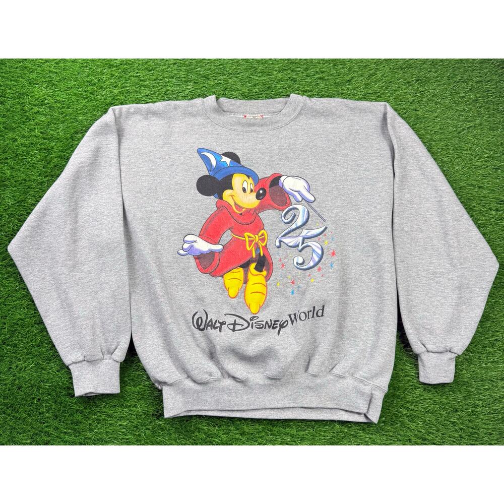 90's WALT DISNEY WORLD MICKEY Made in USA Size L Vintage Sweat-shirt Gray